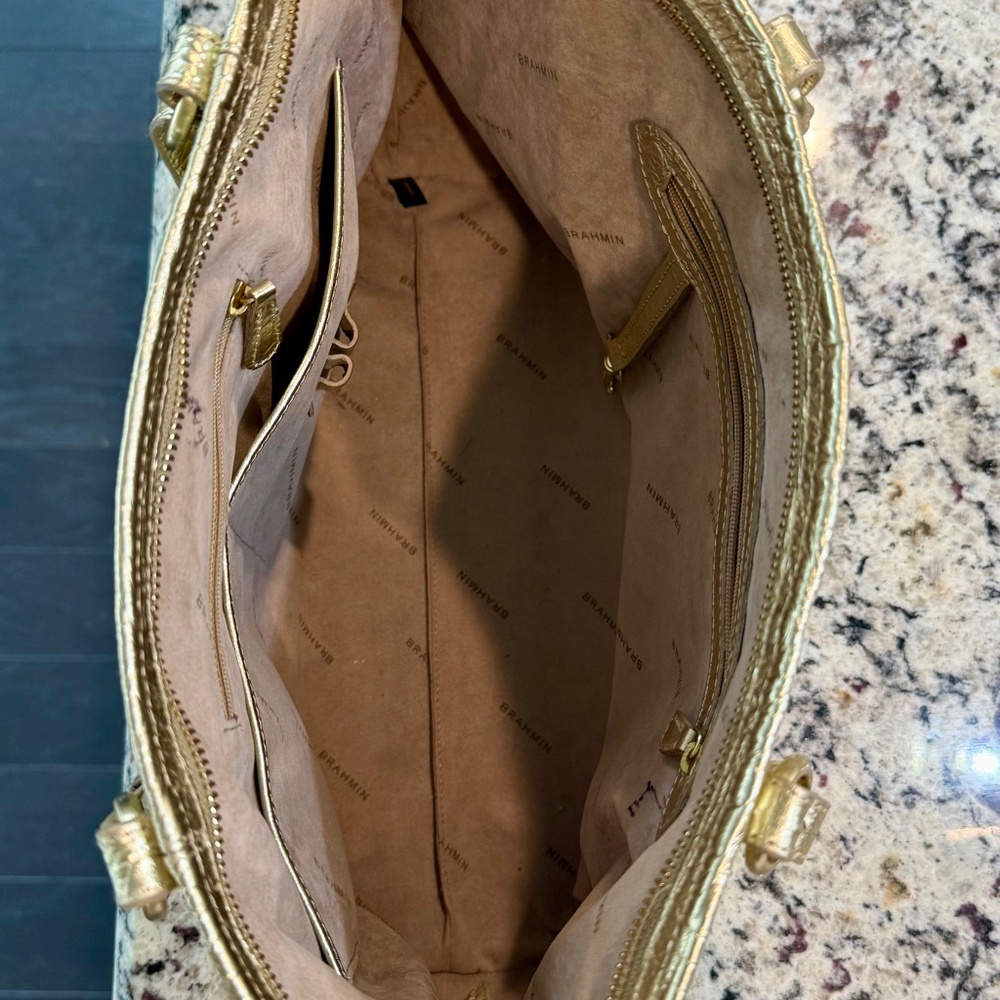Brahmin Gold Leather Tote Bag - Picture 7 of 12